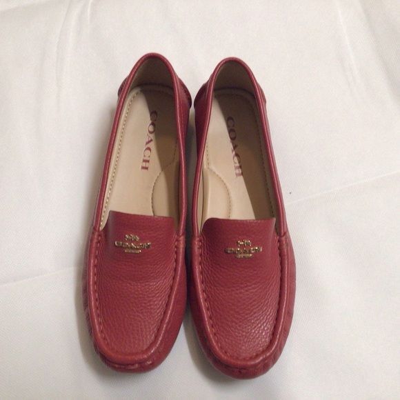 Coach Red and Gold Leather Flats - Picture 3 of 4
